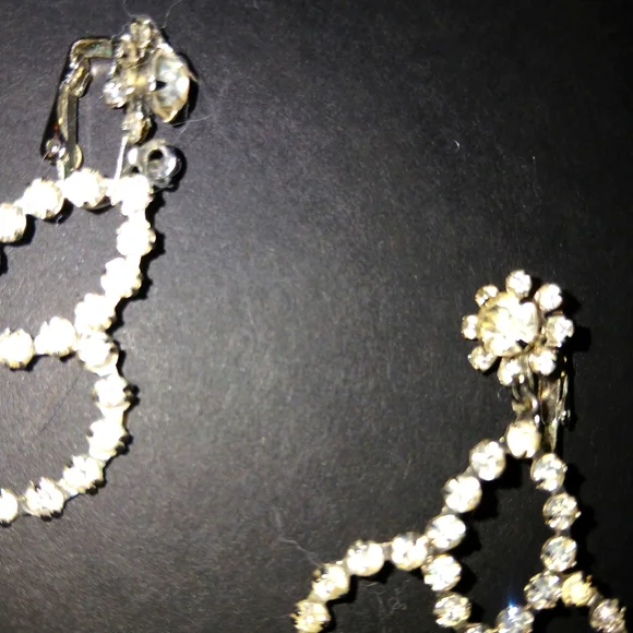 Crystal Rhinestone Clip On Earrings - Picture 3 of 5